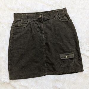 Y2K Willi Smith Olive Green Corduroy Cargo Pocket Mini Skirt Size 6